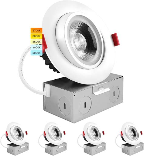 swivel light junction box|Luxrite 4 Inch Gimbal LED Recessed Light with Junction Box, .